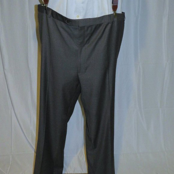 Loro Piana Mainline Bespoke Solid Charcoal Flat Front Dress Pants 46